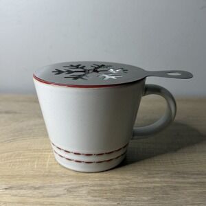 Hearth & Hand Magnolia Merry Christmas Mug Snowflake Latte Art Stencil Red Cream